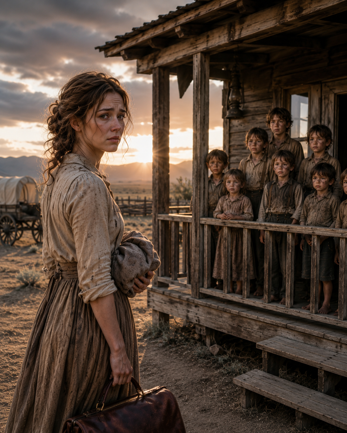 The Territory Sent Her for One Child — But Nine Were Waiting on the Porch, Holding Empty Plates and the Haunting Silence of Hunger