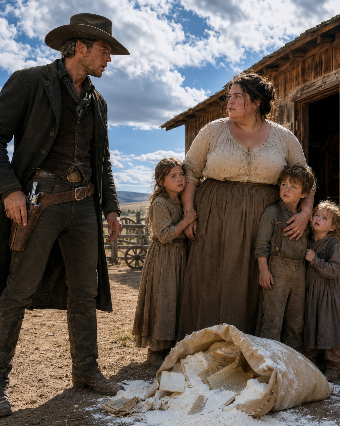 He posted an ad looking for a farm cook… A Fat Widow with 3 Kids Arrived – and he yelled, “I need a farm cook, not a family!” Then the widow’s sack of flour exposed the lie that nearly took her children away… and changed his life forever