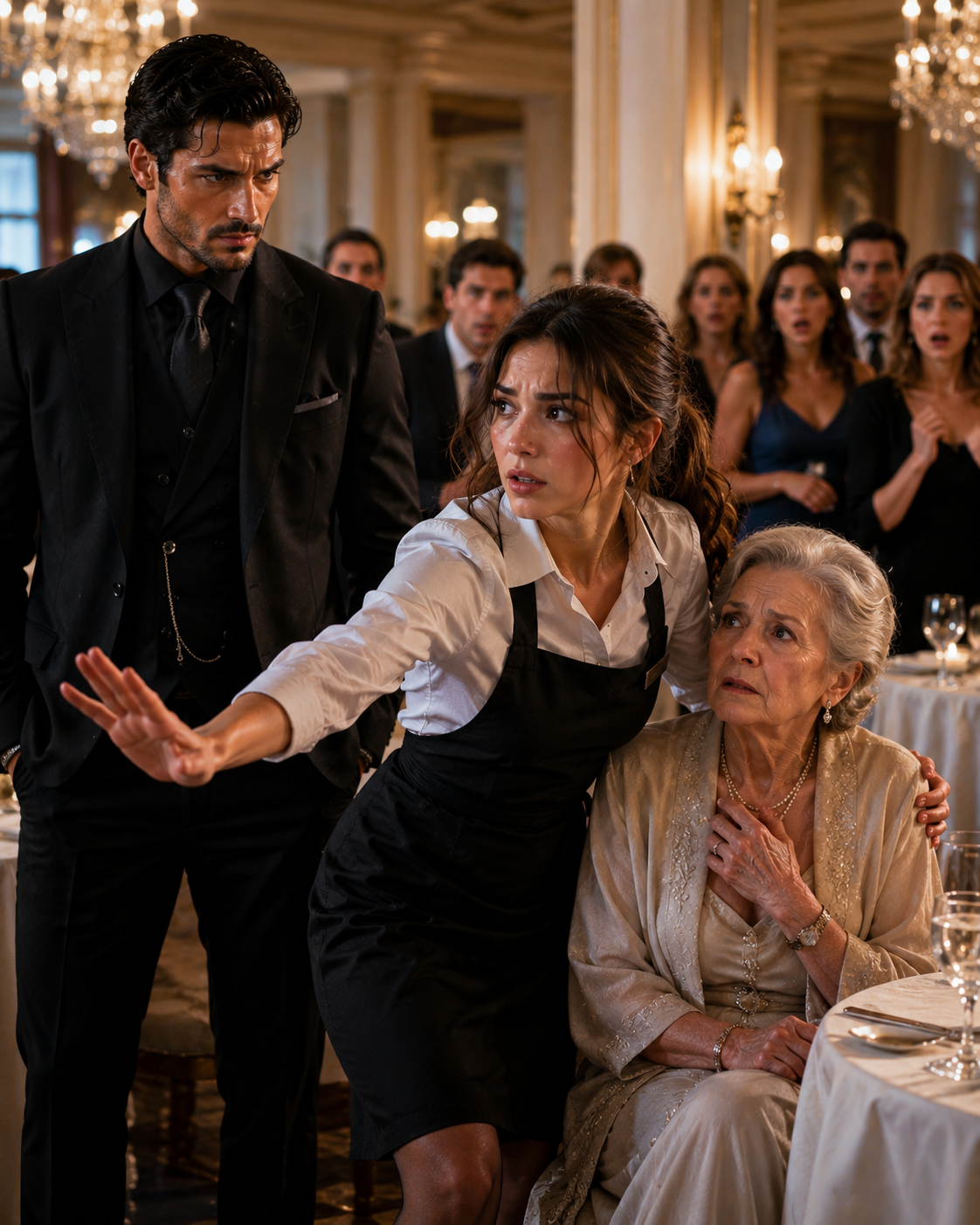 Everyone Froze When the Waitress Shielded the Crime Boss’s Mother—Then He Claimed Her as His Wife Before the Ambulance Arrived