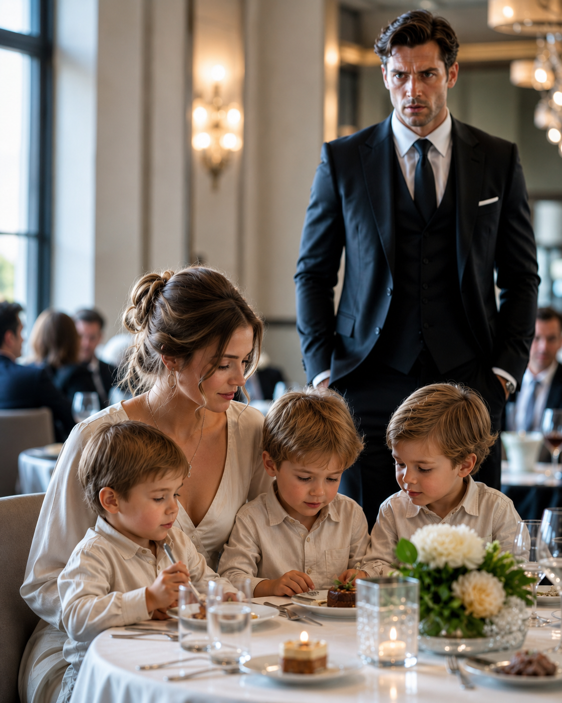 The Billionaire Walked Into a Restaurant and Saw His Ex-Wife — Then the Triplets Beside Her Made Him Forget How to Breathe