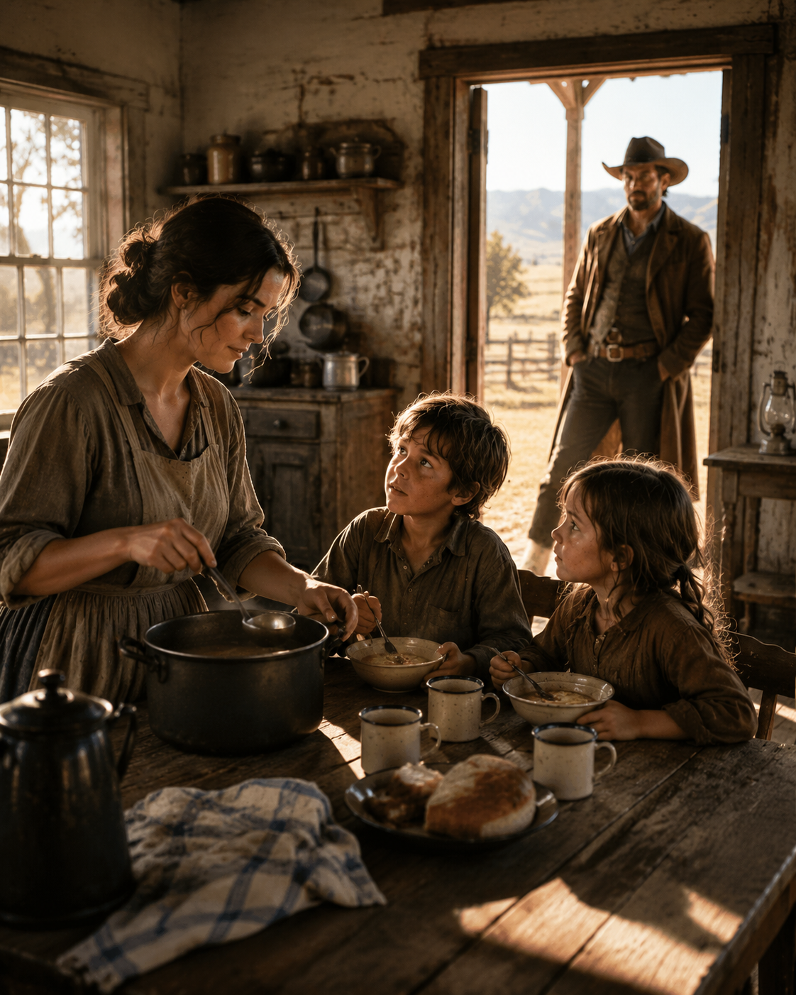 At dawn, a homeless widow entered a stranger’s kitchen to feed her starving children, who had no relation to him — yet the rancher pointed a rifle at her and ordered her to leave within two days.