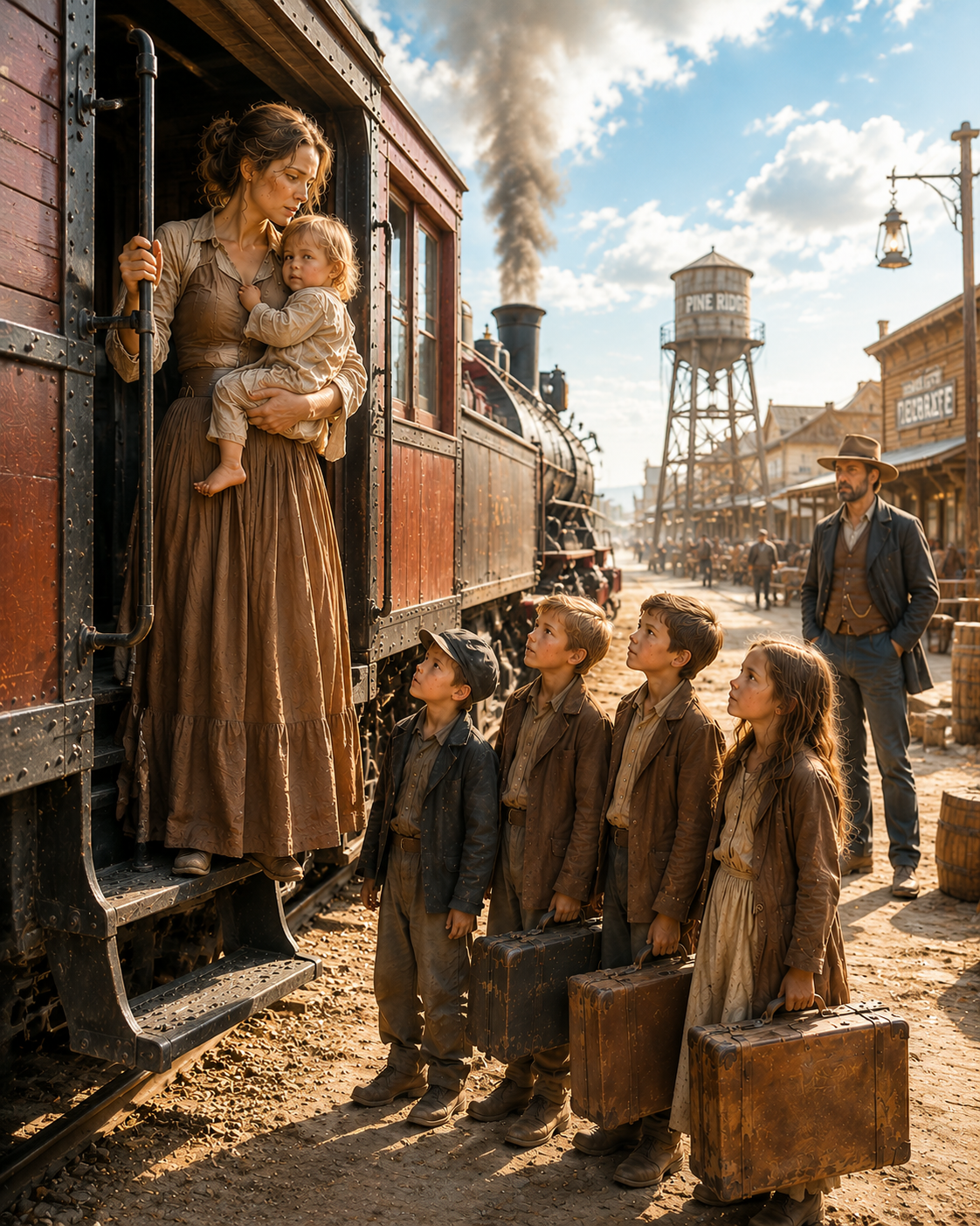 A Woman Arrived From the Train With 5 Children No One Expected Her to Have—But the Widower Who Had Advertised for One Wife Only Said One Word: “Stay”