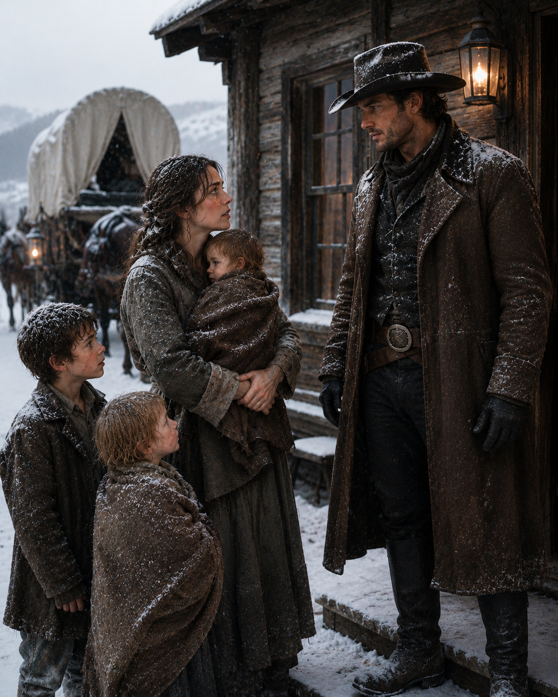 She drove through a deadly blizzard with three children, prepared to sleep in a barn — until his words changed everything: “A barn is no place for children.”