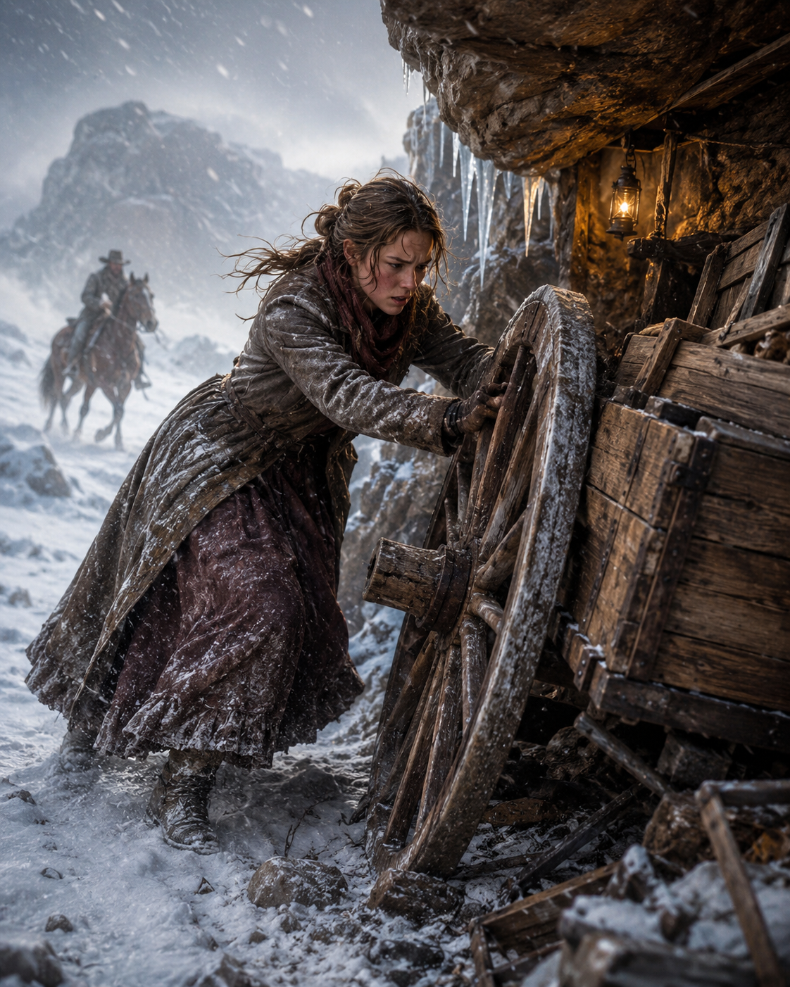 She Dragged a Broken Wagon Across a Wyoming Ridge Alone—Then the Blizzard Hit and Three Men Who Came to Bury Her Ended Up Begging Her to Save Them