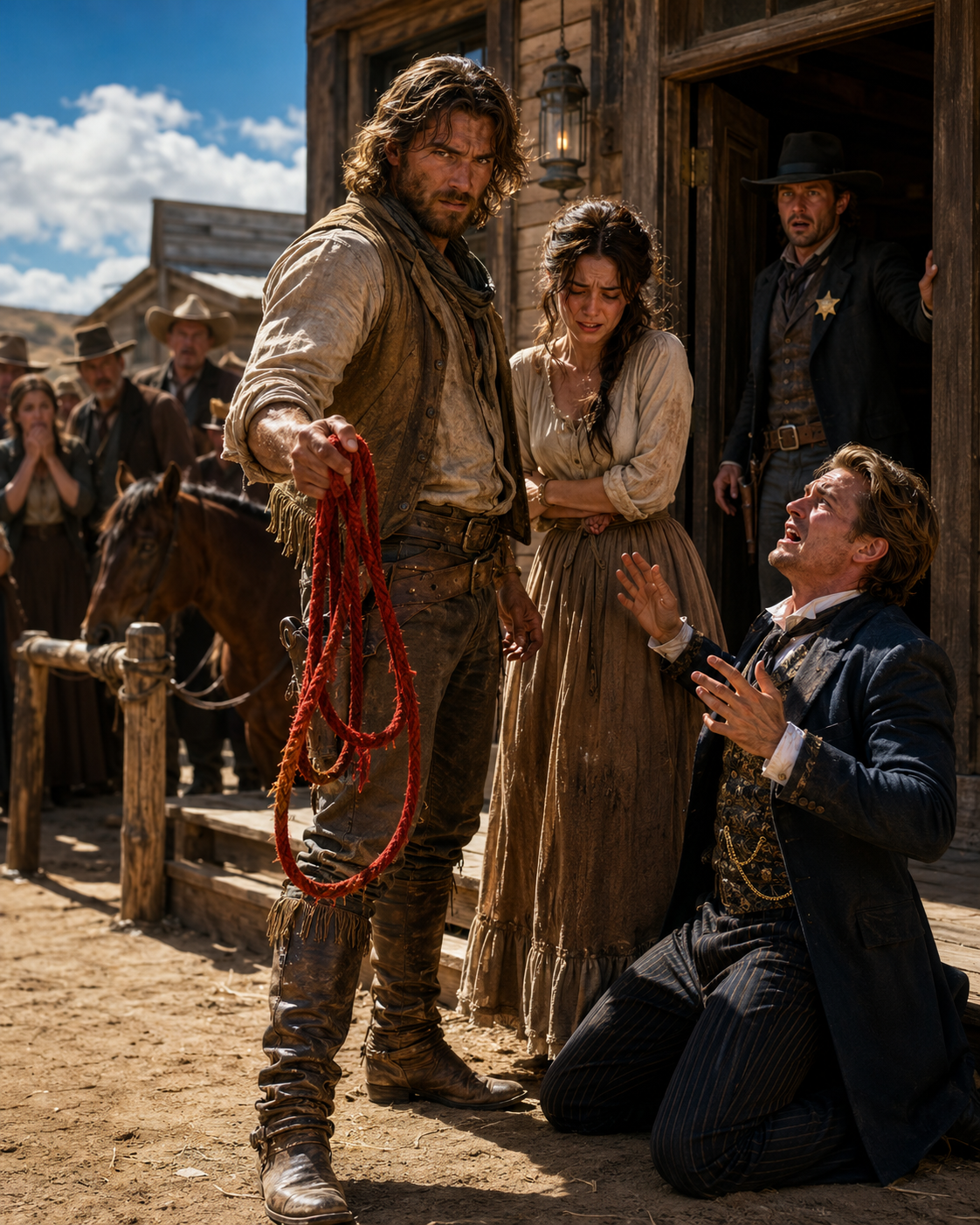 She Said It Hurt to Sit, but the Town Laughed—Until a Mountain Man Brought One Blood-Red Rope to the Sheriff and Made the Richest Son Fall to His Knees
