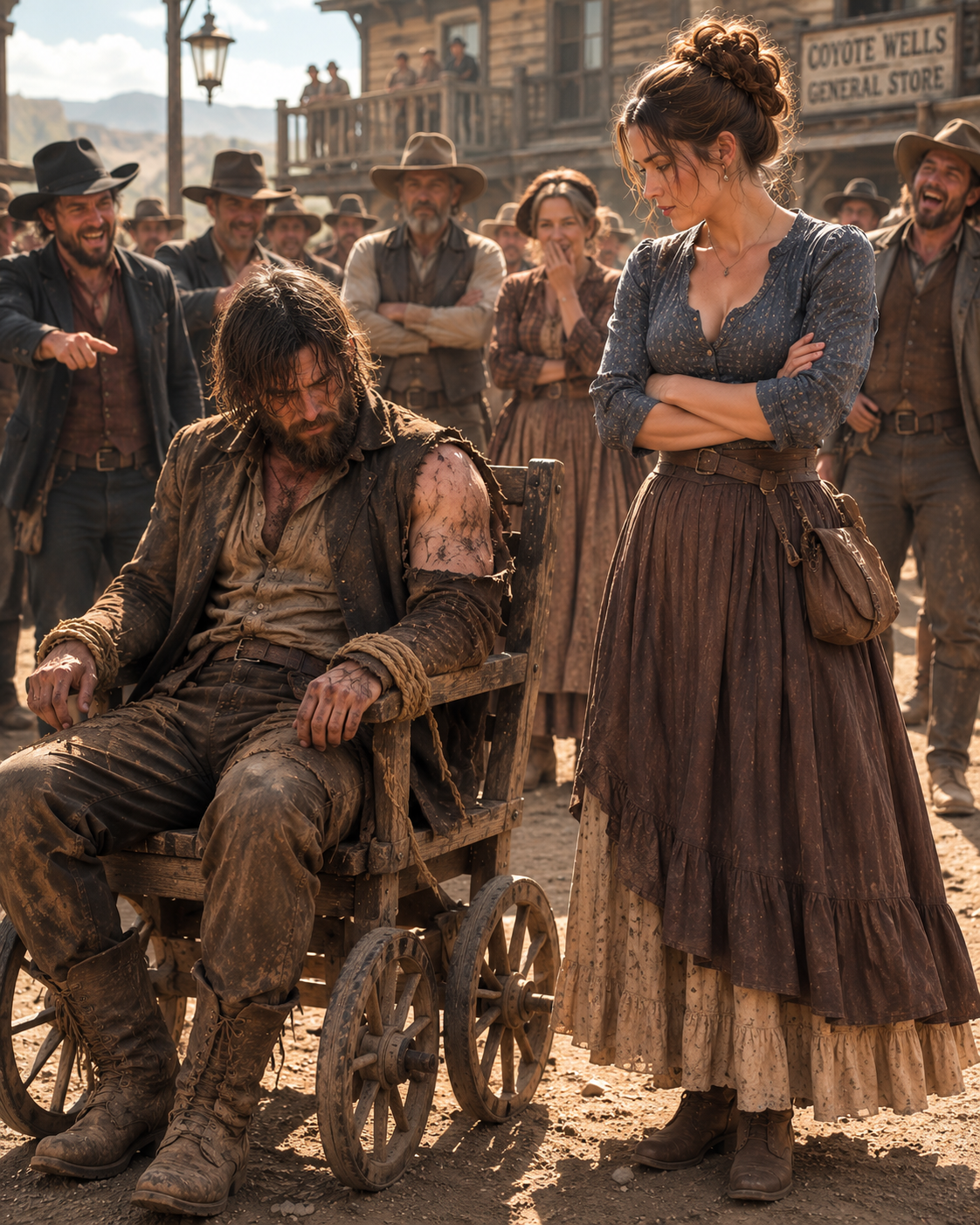 The Mayor Sold a Paralyzed Mountain Man as a Joke Husband to the Widow He Wanted Ruined — She Sent Them Both Home Before Winter Revealed What He Was Worth