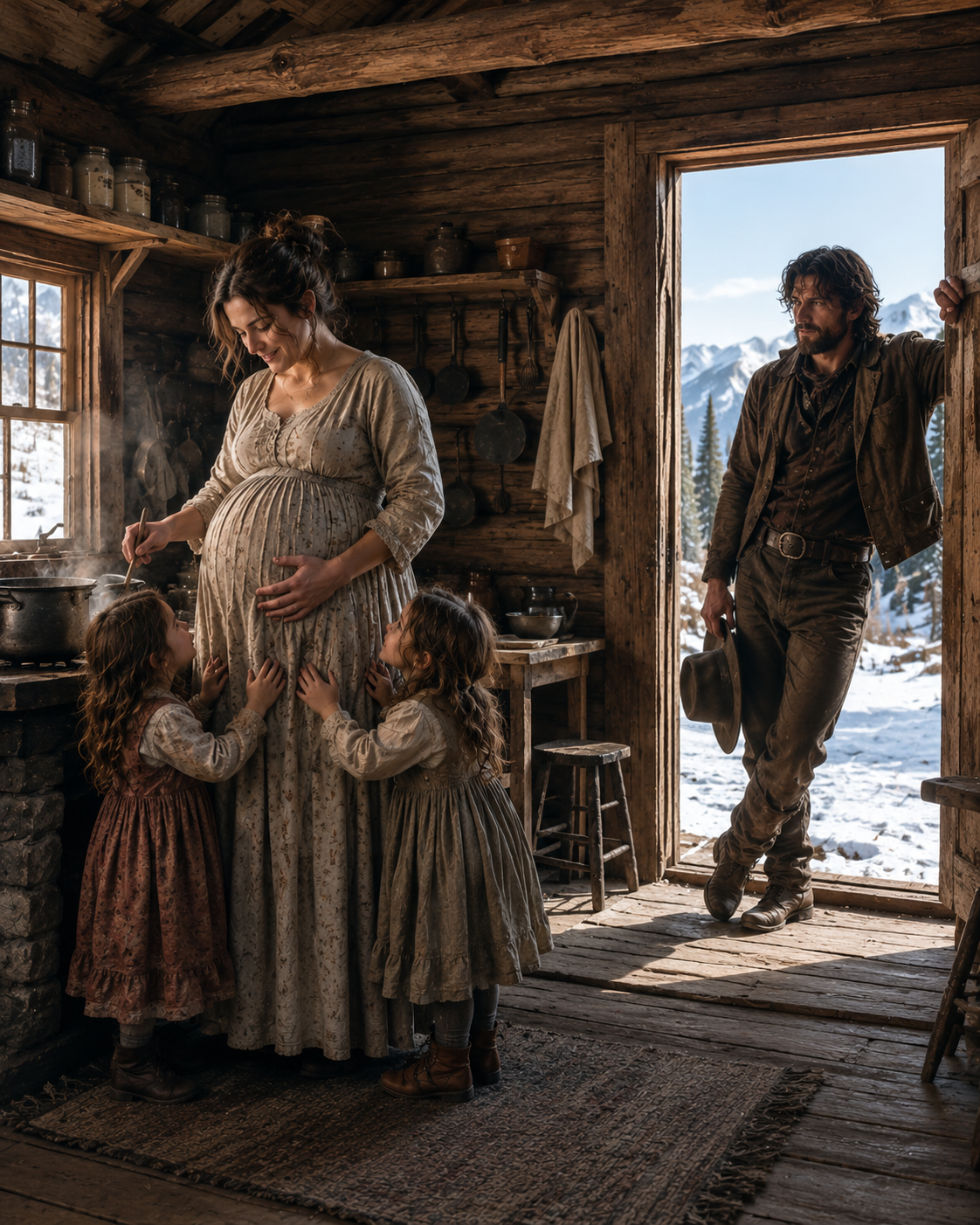 She Knocked on a Stranger’s Door in a Montana Blizzard With Three Children and a Dead Man’s Secret — By Morning, the Man Who Said No Twice Was Delivering Her Baby and Learning Her Husband Had Sent Her to Find Him