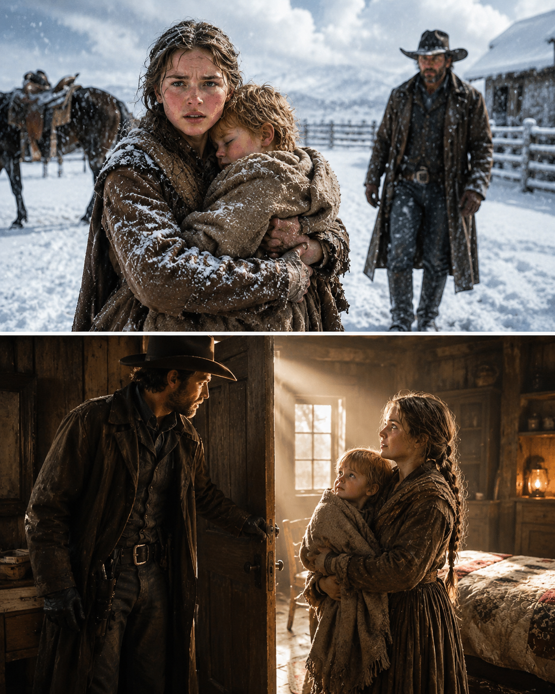 She Carried Her Baby Brother Through Three Days of Snow — Then the Rancher Unlocked the Room He’d Sealed Shut for Three Years