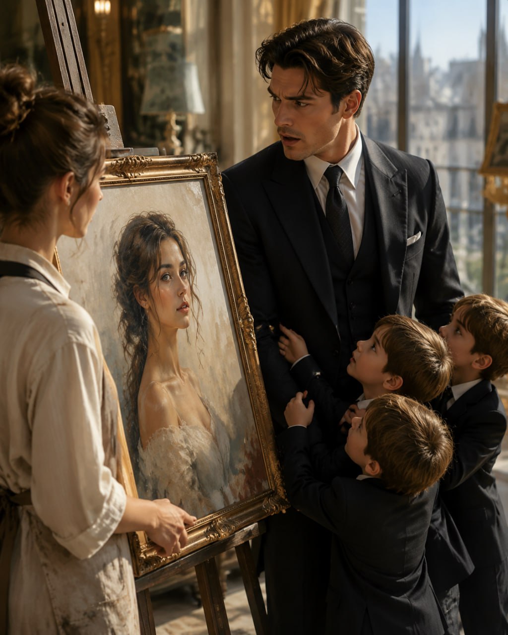 “Will You Buy This Portrait?”—The Mafia Boss Stopped Cold When He Recognized Her Face, Then the Triplets Begged for Their Mother