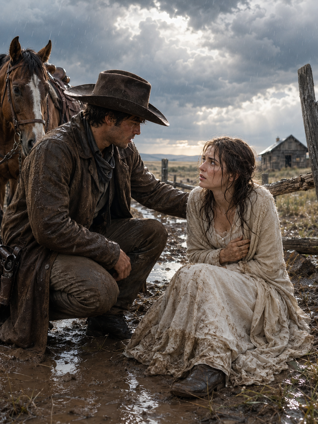 In the worst storm of winter, a lone cowboy found a soaked mail-order bride collapsed beside the trail — but when she opened her hand, the secret she was clutching changed everything.
