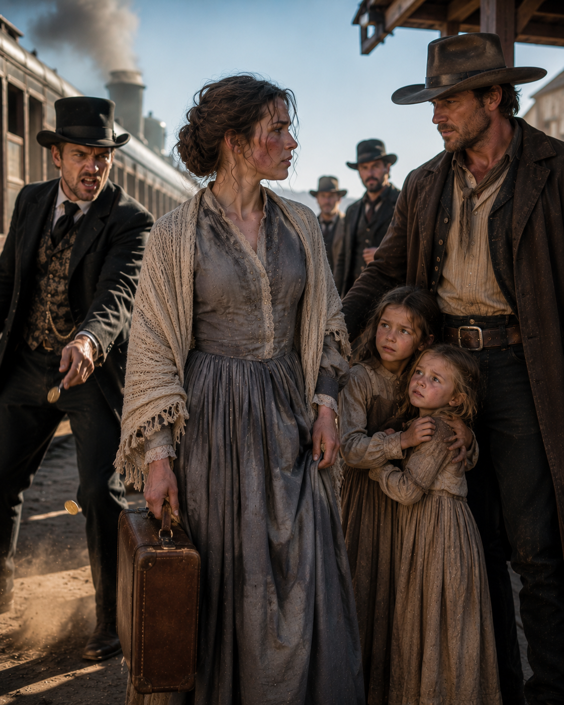She was rejected at the station for her scarred face — then a widowed cowboy whispered, “my twins need a mother”