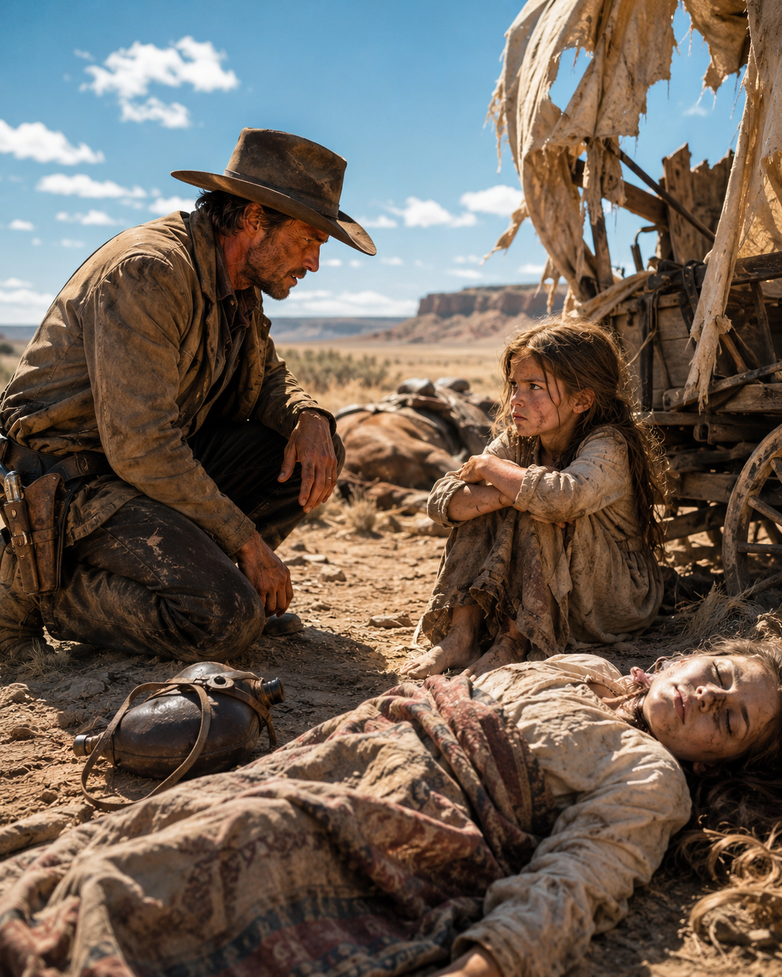 A Cowboy Found a Seven-Year-Old Girl Guarding Her Dead Mother’s Body Alone in the Wilderness — But Instead of Taking Her to the Orphanage Like Everyone Expected, He Made One Decision That Left the Entire Frontier Stunned
