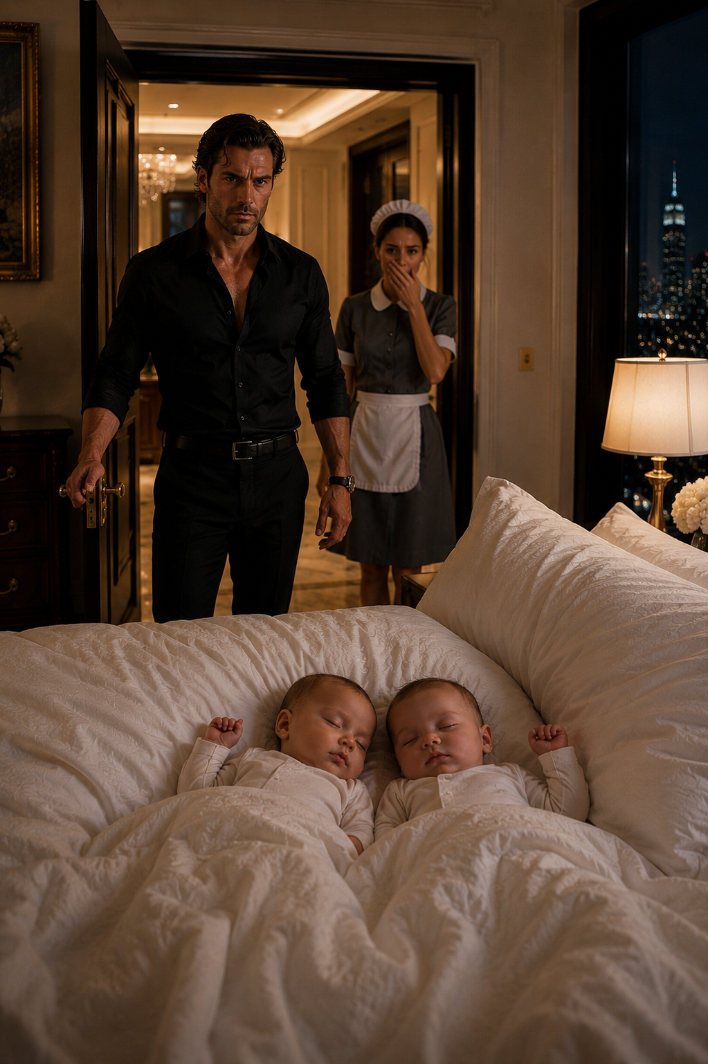 I walked into my presidential hotel suite expecting to grab a forgotten business report. Instead, I found two tiny twins asleep in my bed—and their exhausted mother, one of my own employees, standing in the doorway praying I wouldn’t destroy the only shelter she had left. In that moment, every business rule I’d ever lived by collided with a memory I had spent years trying to forget.