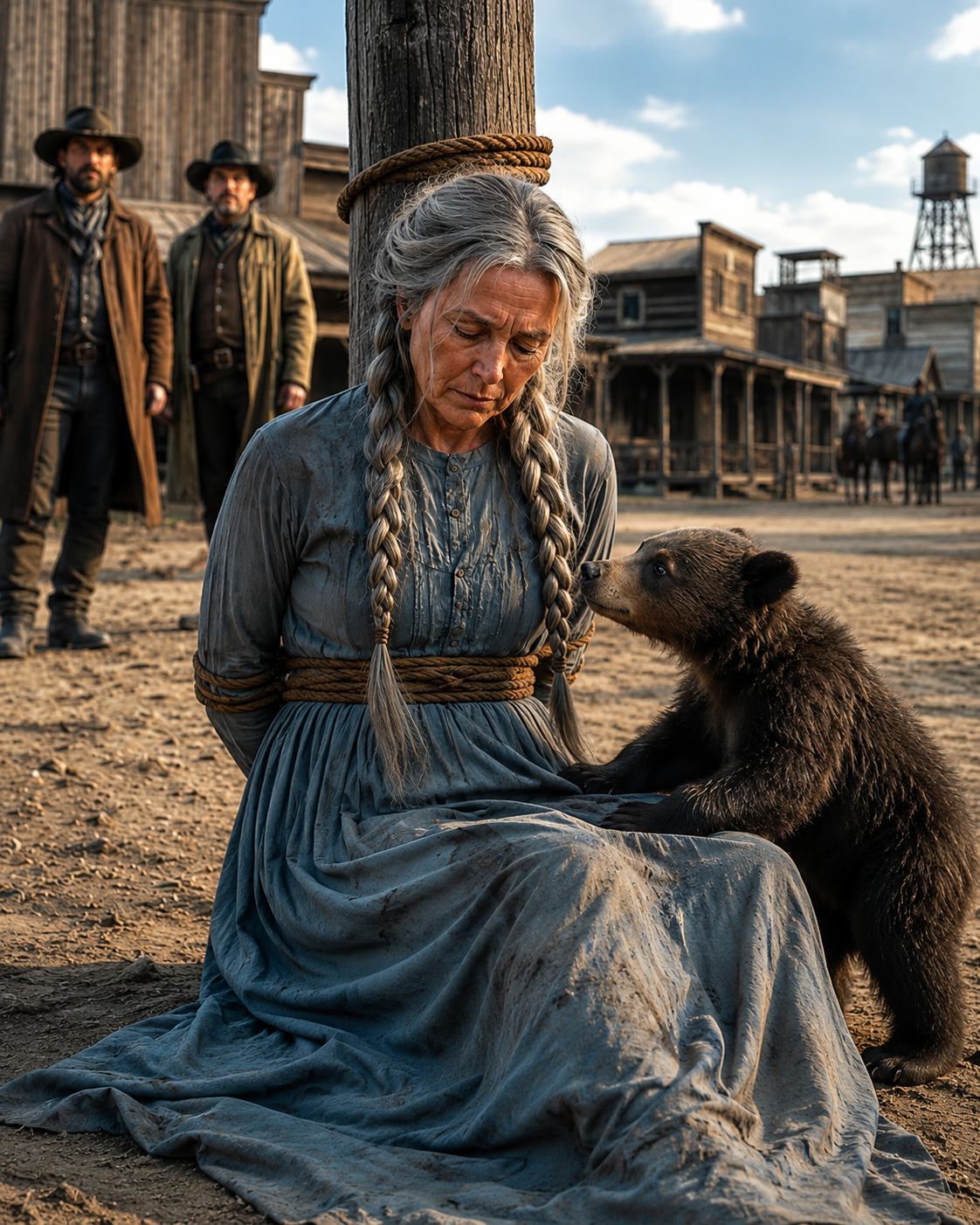 They hung her from a tree and called her a traitor to her own people — then a bear cub she’d raised years ago came back to cut her down