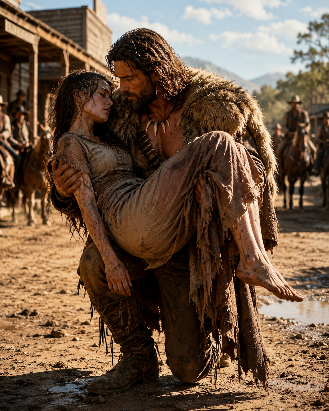She Collapsed in the Dirt, Too Broken to Stand — Then a Mountain Man Lifted Her and Said Four Words That Changed Everything