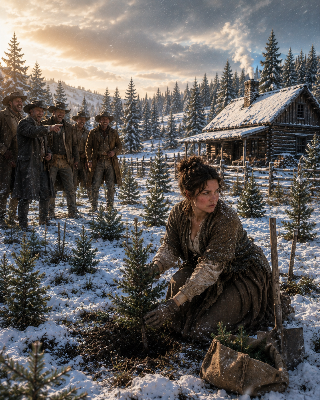 The Whole Town Laughed at the Widow for Planting Sticks Around Her Cabin—Then the Worst Blizzard in Thirty Years Proved She Had Understood Something Every Man in the Valley Had Missed