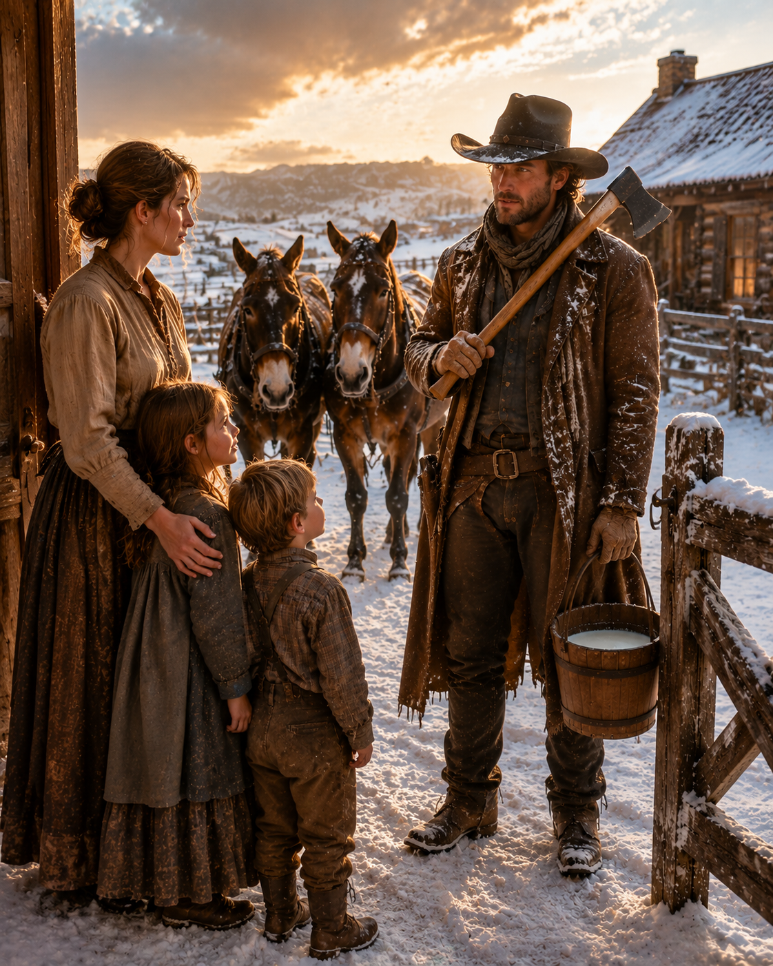He Showed Up With Nothing But An Axe And One Bucket Of Milk Left — Then He Gave The Widow’s Children His Entire Winter