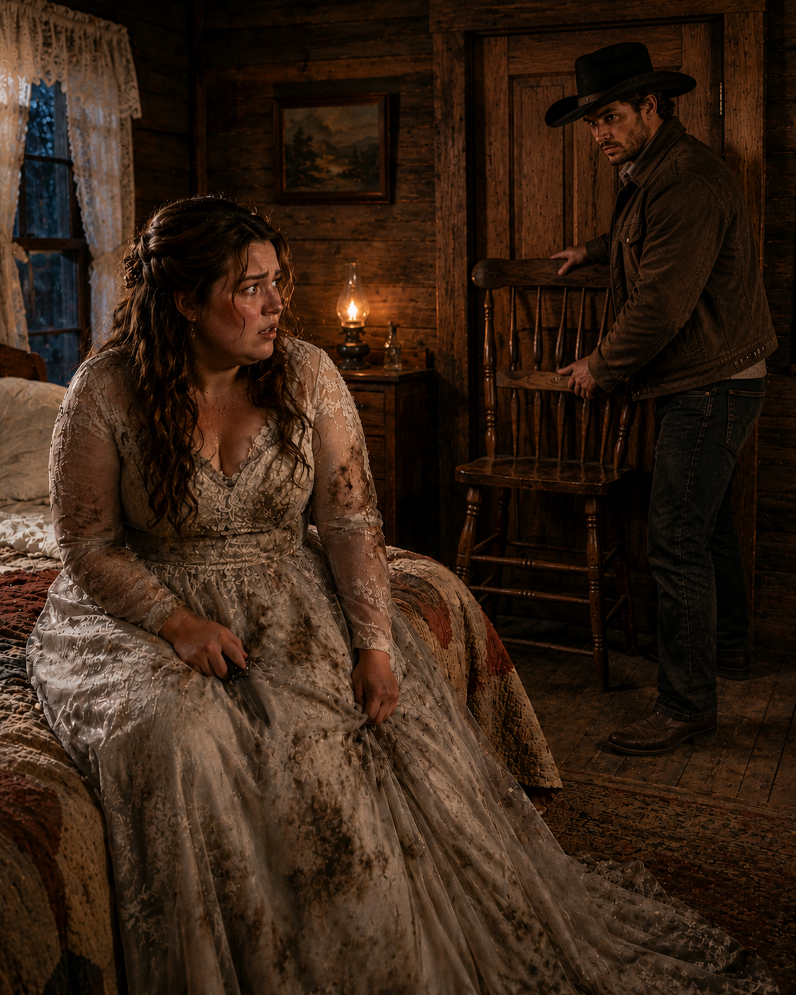 The Plus-Size Bride Feared Her Wedding Night—Until a Kind Cowboy Changed Everything who Put a Chair Against the Door