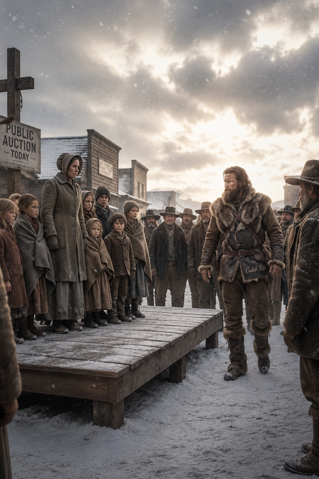 A widow with seven children faced an auction block on the frontier — a feared mountain man paid $300 to keep them together, But What She Did Next Shook the Whole West