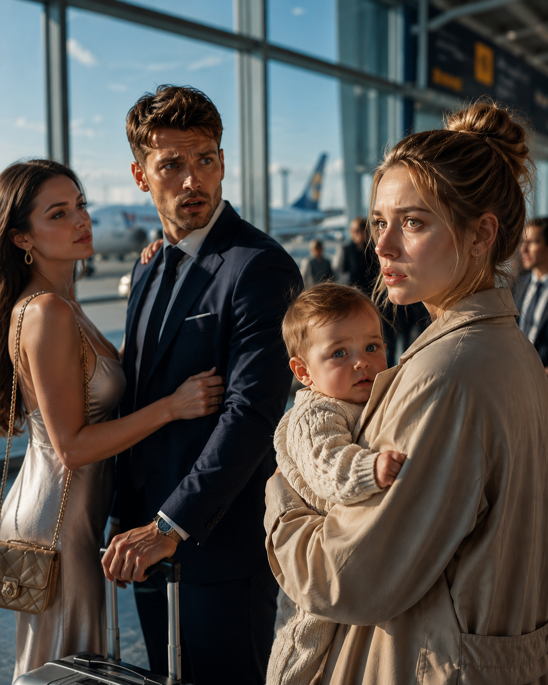 He was boarding his honeymoon flight when he saw his ex holding the baby who looked exactly like him