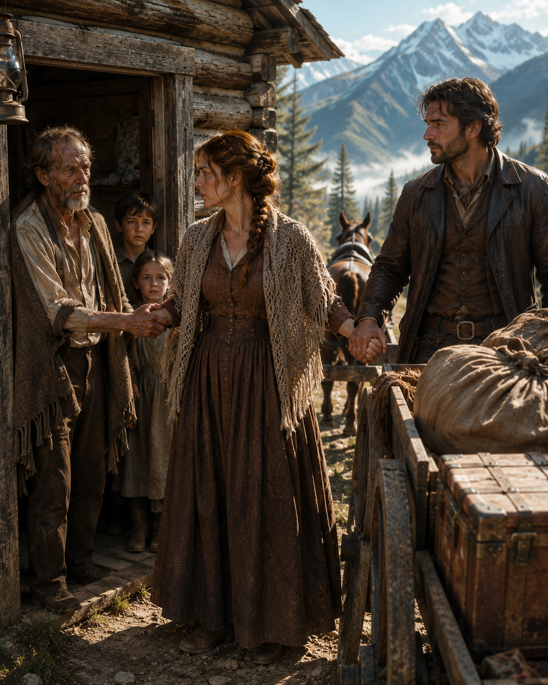 She married a poor mountain man to save her dying father from debt. No one told her he was secretly one of Denver’s wealthiest men — until his hidden mansion appeared through the trees, his aunt tried to destroy their marriage in a ballroom full of enemies, and Rebecca discovered exactly how far she’d go to keep the man and the home she never expected to find