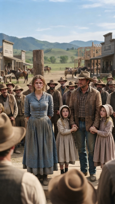 The Sheriff Offered Her as a Wife to Any Man Who’d Take Her — Then His Daughters Whispered “That’s Her, Papa”